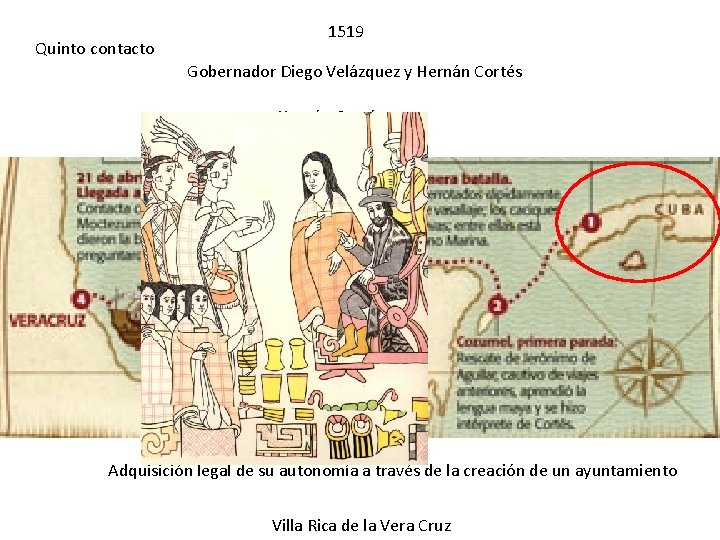 Quinto contacto 1519 Gobernador Diego Velázquez y Hernán Cortés +500 soldados Adquisición legal de Quinto contacto 1519 Gobernador Diego Velázquez y Hernán Cortés +500 soldados Adquisición legal de
