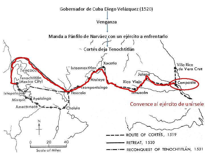 Gobernador de Cuba Diego Velázquez (1520) Venganza Manda a Pánfilo de Narváez con un Gobernador de Cuba Diego Velázquez (1520) Venganza Manda a Pánfilo de Narváez con un