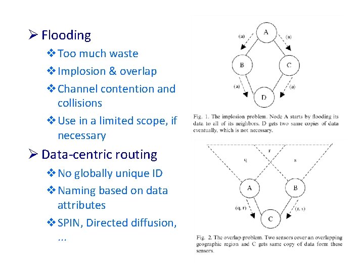 Ø Flooding v. Too much waste v. Implosion & overlap v. Channel contention and