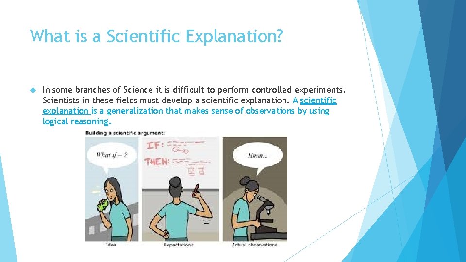 What is a Scientific Explanation? In some branches of Science it is difficult to