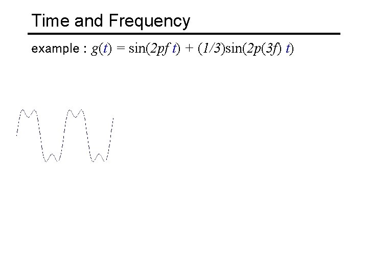 Time and Frequency example : g(t) = sin(2 pf t) + (1/3)sin(2 p(3 f)