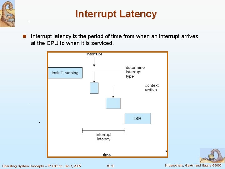 Interrupt Latency n Interrupt latency is the period of time from when an interrupt
