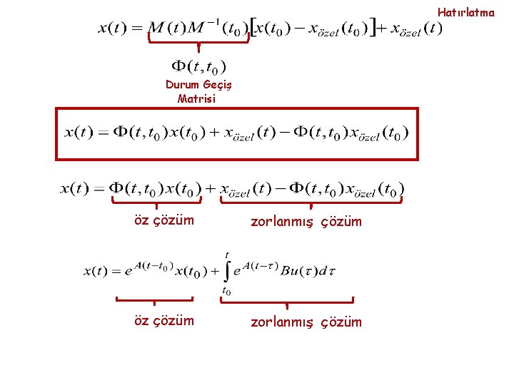 Hatırlatma Durum Geçiş Matrisi öz çözüm zorlanmış çözüm 