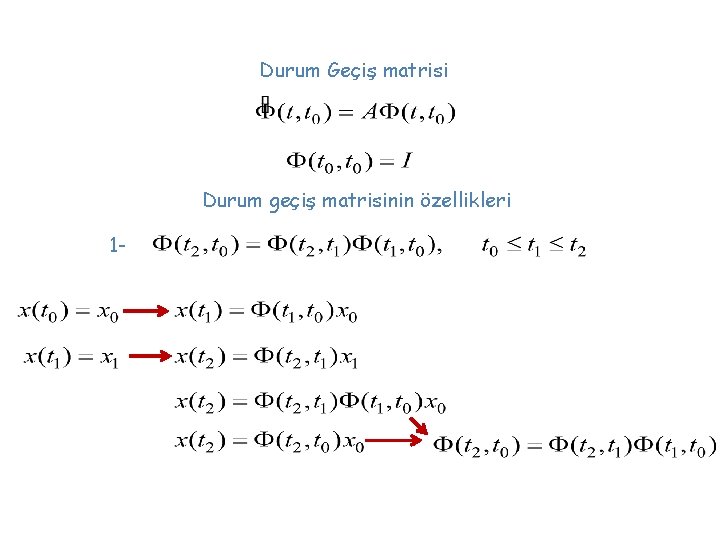 Durum Geçiş matrisi Durum geçiş matrisinin özellikleri 1 - 