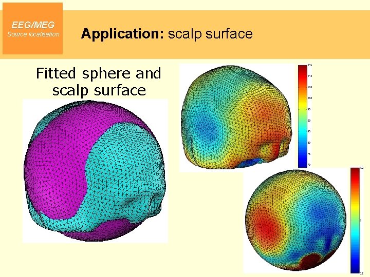 EEG/MEG Source localisation Application: scalp surface Fitted sphere and scalp surface 