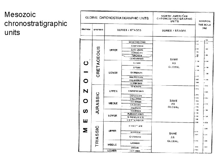 Mesozoic chronostratigraphic units 