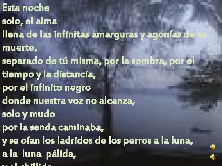 Esta noche solo, el alma llena de las infinitas amarguras y agonías de tu