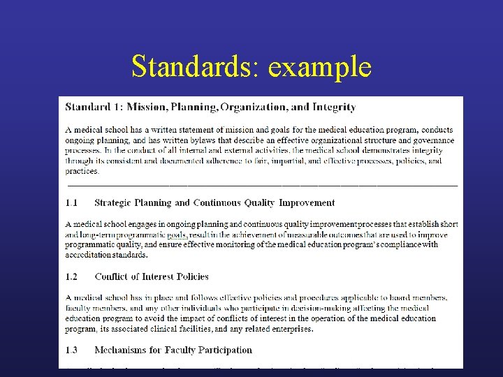 Standards: example 