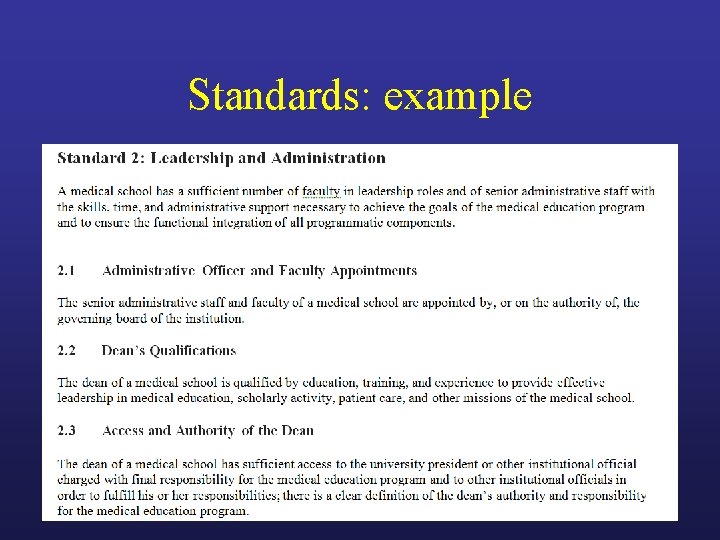 Standards: example 