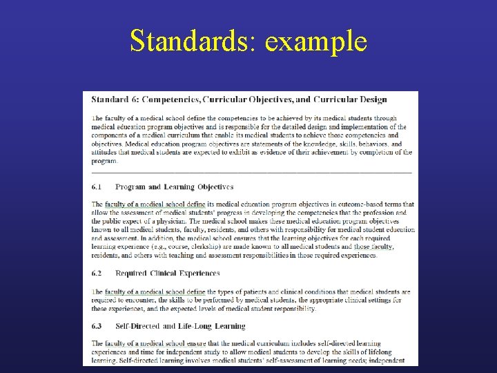 Standards: example 