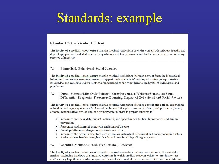 Standards: example 