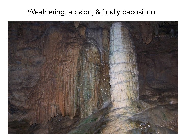 Weathering, erosion, & finally deposition 