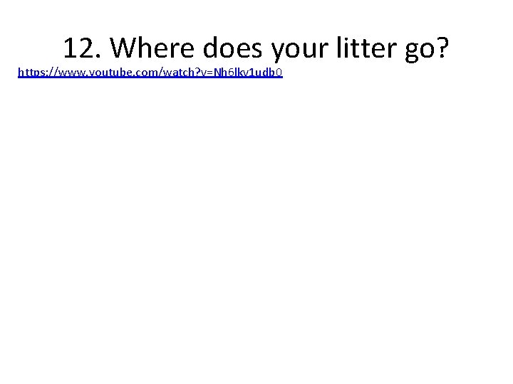 12. Where does your litter go? https: //www. youtube. com/watch? v=Nh 6 lkv 1