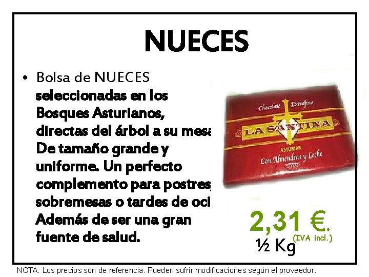 NUECES • Bolsa de NUECES seleccionadas en los Bosques Asturianos, directas del árbol a