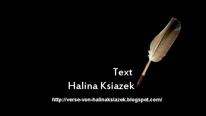 Text Halina Ksiazek http: //verse-von-halinaksiazek. blogspot. com/ 