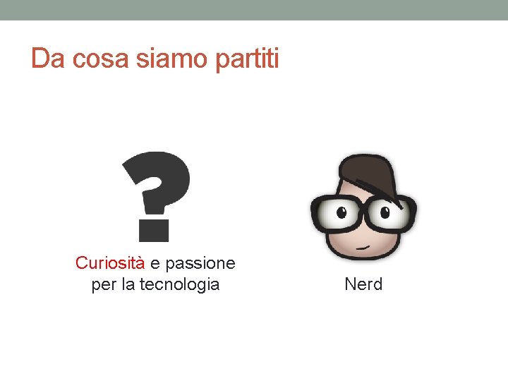Da cosa siamo partiti Curiosità e passione per la tecnologia Nerd 