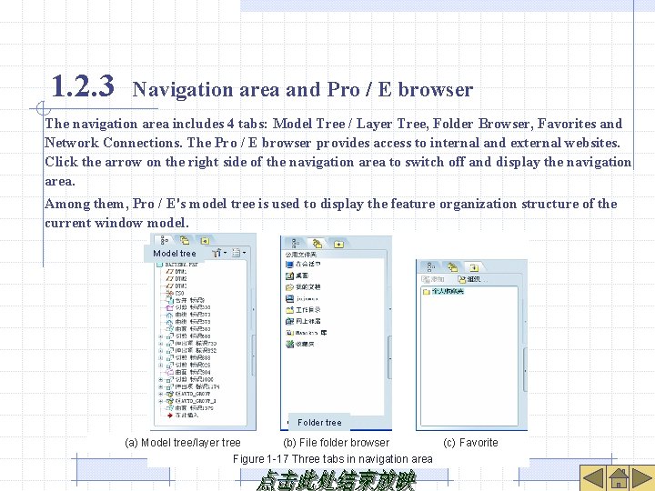1. 2. 3 Navigation area and Pro / E browser The navigation area includes