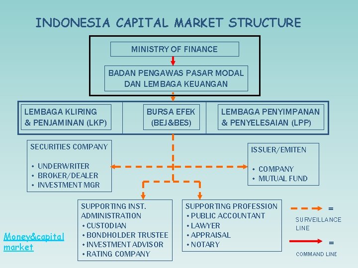 INDONESIA CAPITAL MARKET STRUCTURE MINISTRY OF FINANCE BADAN PENGAWAS PASAR MODAL DAN LEMBAGA KEUANGAN