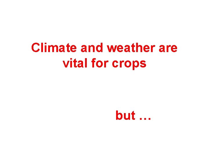 Climate and weather are vital for crops but … 