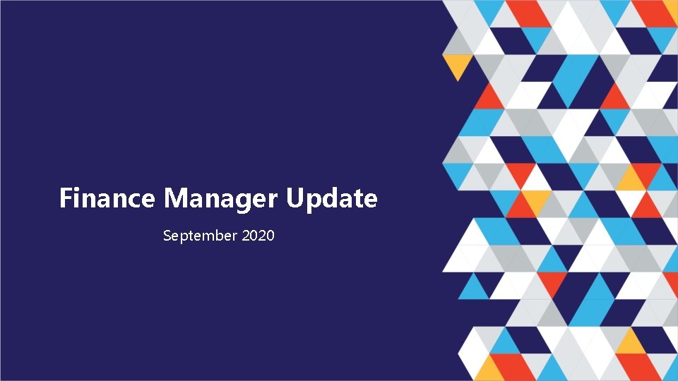 Finance Manager Update September 2020 