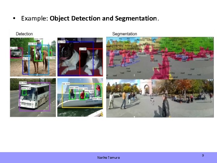 • Example: Object Detection and Segmentation. Noriko Tomuro 9 