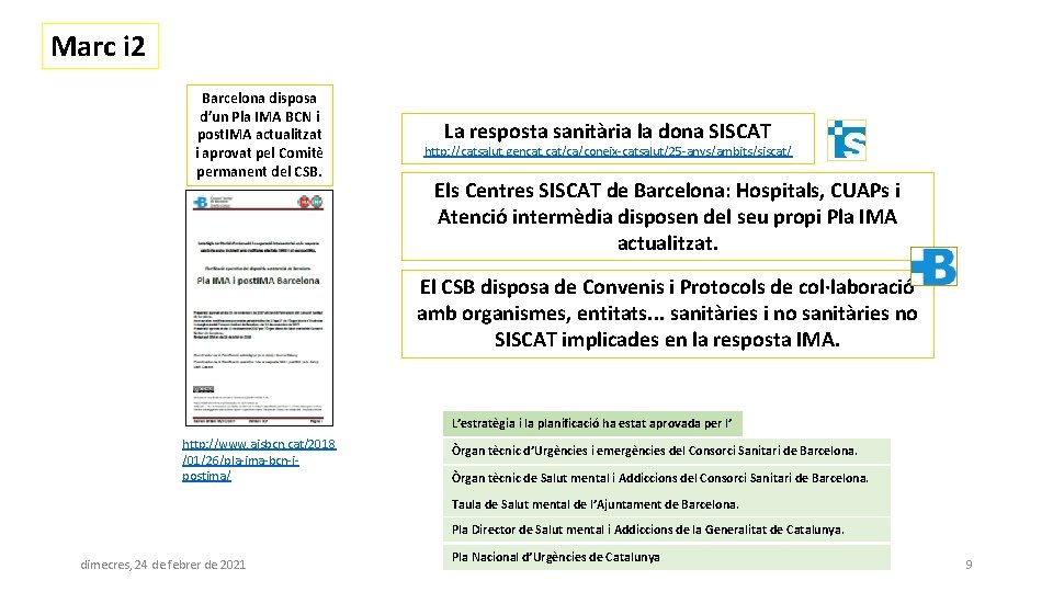 Marc i 2 Barcelona disposa d’un Pla IMA BCN i post. IMA actualitzat i