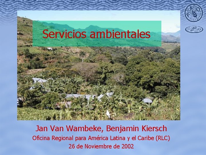 Servicios ambientales Jan Van Wambeke, Benjamin Kiersch Oficina Regional para América Latina y el