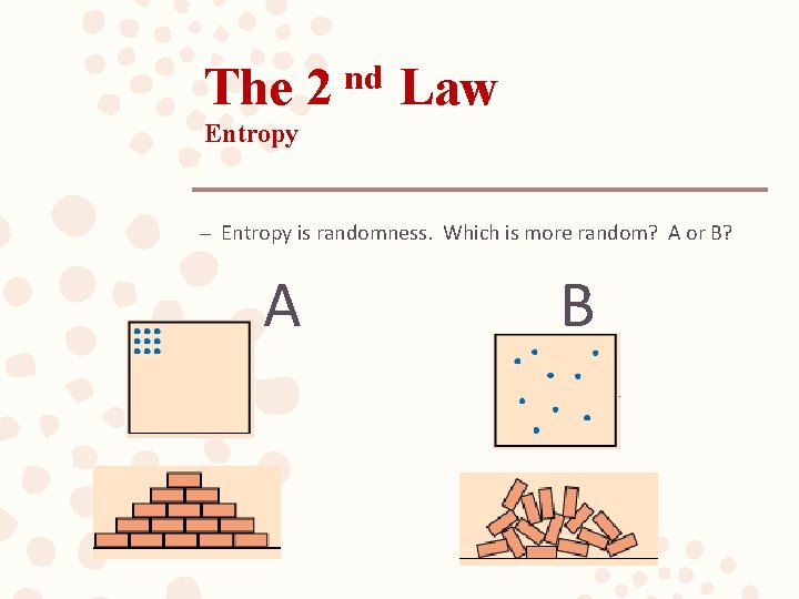 The 2 nd Law Entropy – Entropy is randomness. Which is more random? A