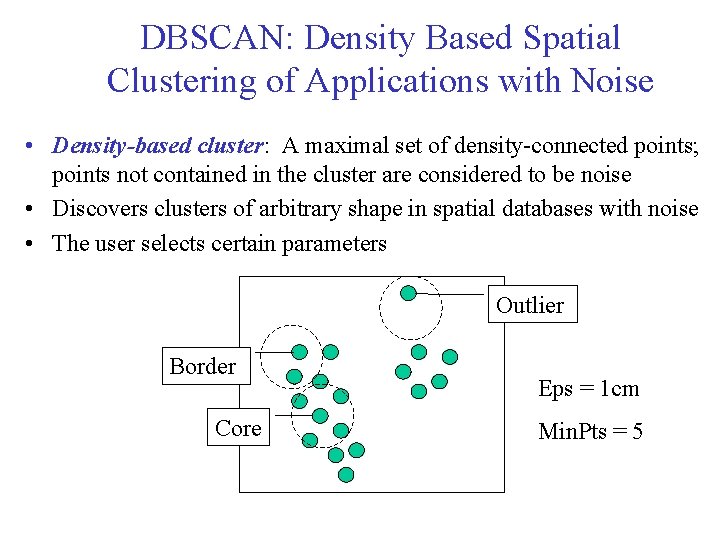DBSCAN: Density Based Spatial Clustering of Applications with Noise • Density-based cluster: A maximal DBSCAN: Density Based Spatial Clustering of Applications with Noise • Density-based cluster: A maximal