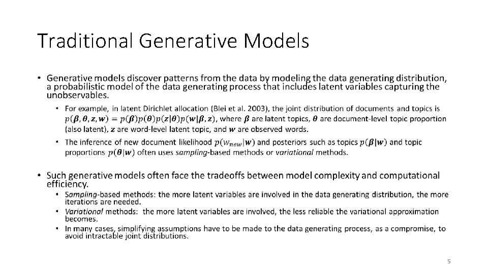 Traditional Generative Models • 5 Traditional Generative Models • 5