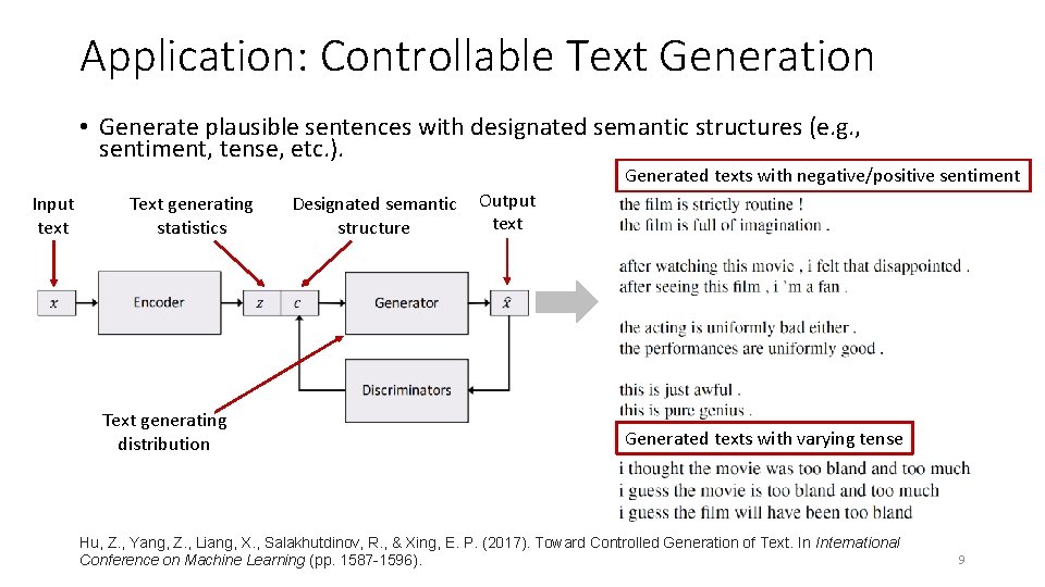 Application: Controllable Text Generation • Generate plausible sentences with designated semantic structures (e. g. Application: Controllable Text Generation • Generate plausible sentences with designated semantic structures (e. g.