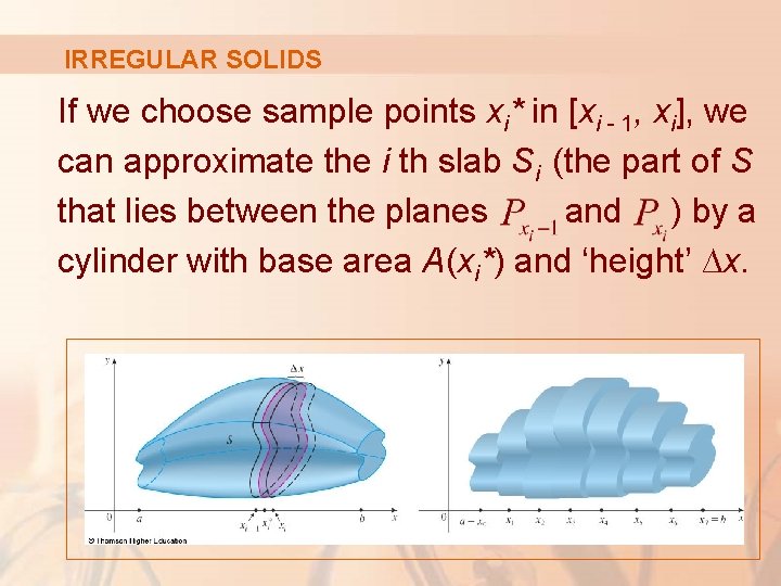 IRREGULAR SOLIDS If we choose sample points xi* in [xi - 1, xi], we