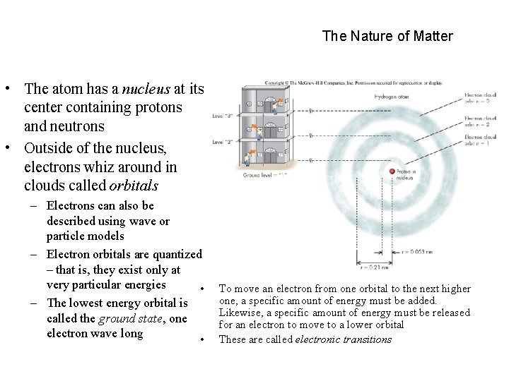 The Nature of Matter • The atom has a nucleus at its center containing