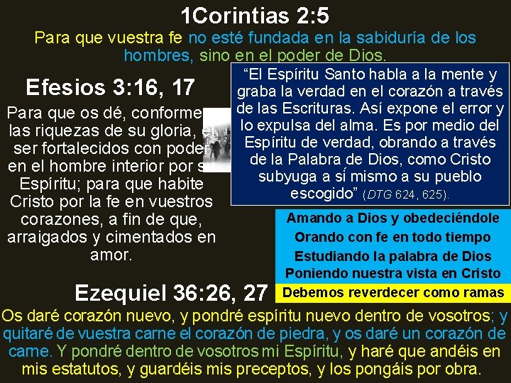 1 Corintias 2: 5 Para que vuestra fe no esté fundada en la sabiduría