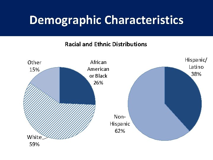 Demographic Characteristics Racial and Ethnic Distributions Other 15% White 59% African American or Black