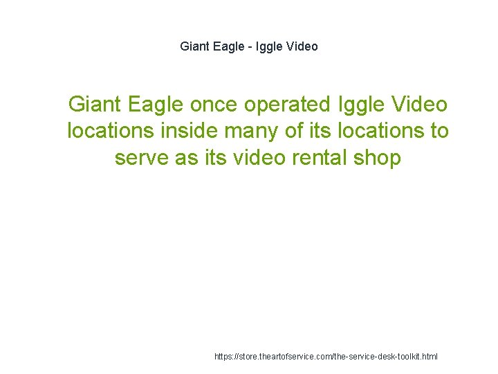 Giant Eagle - Iggle Video 1 Giant Eagle once operated Iggle Video locations inside