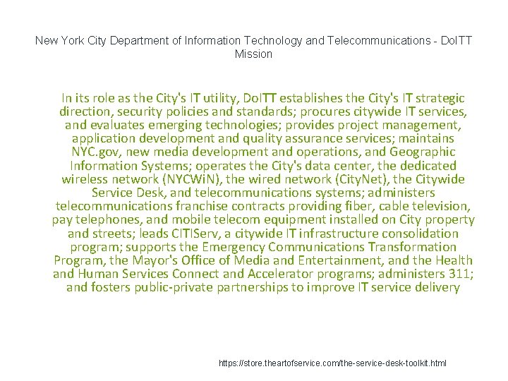 New York City Department of Information Technology and Telecommunications - Do. ITT Mission 1