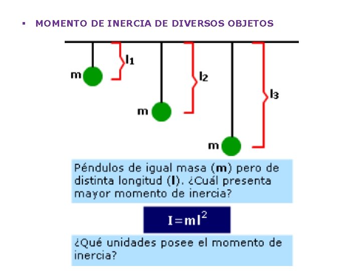 § MOMENTO DE INERCIA DE DIVERSOS OBJETOS 