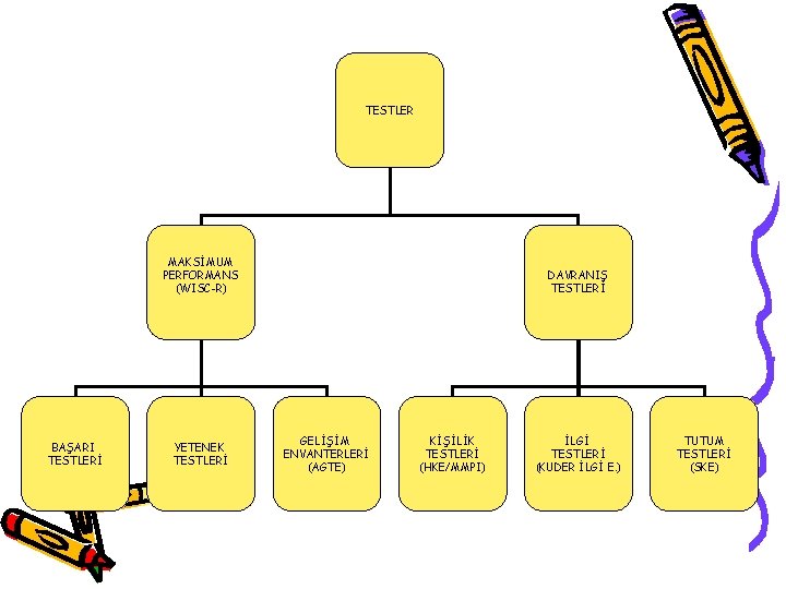 TESTLER MAKSİMUM PERFORMANS (WISC-R) BAŞARI TESTLERİ YETENEK TESTLERİ DAVRANIŞ TESTLERİ GELİŞİM ENVANTERLERİ (AGTE) KİŞİLİK