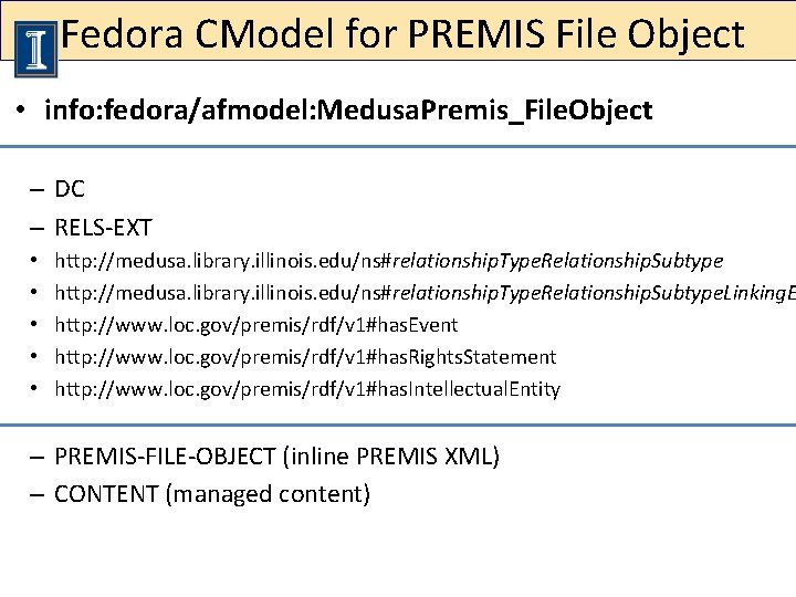  Fedora CModel for PREMIS File Object • info: fedora/afmodel: Medusa. Premis_File. Object –