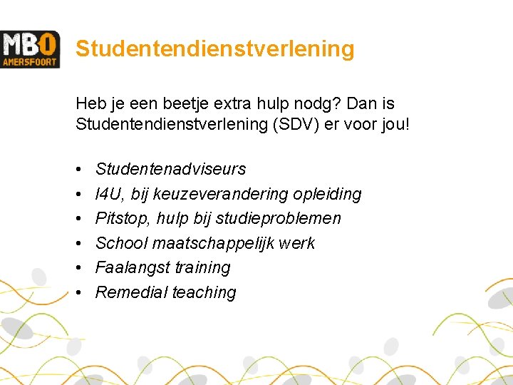 Studentendienstverlening Heb je een beetje extra hulp nodg? Dan is Studentendienstverlening (SDV) er voor
