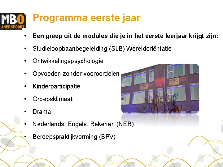 Programma eerste jaar • Een greep uit de modules die je in het eerste