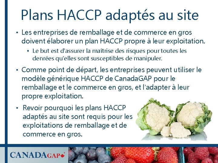 Plans HACCP adaptés au site • Les entreprises de remballage et de commerce en Plans HACCP adaptés au site • Les entreprises de remballage et de commerce en