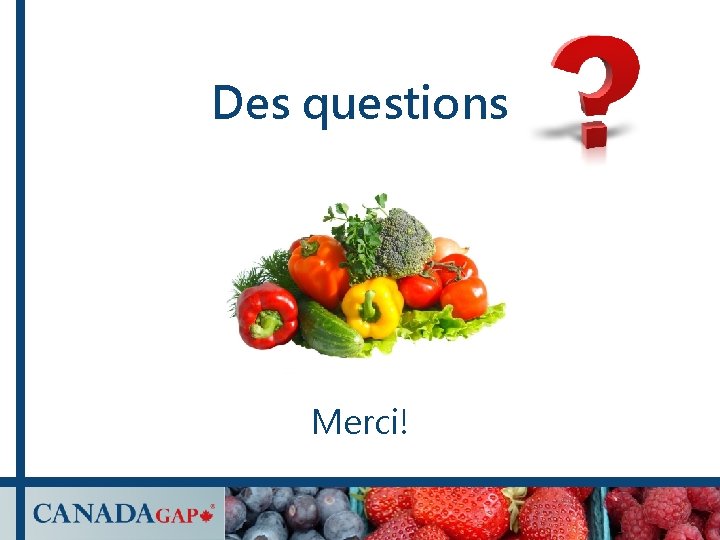 Des questions Merci! Des questions Merci!