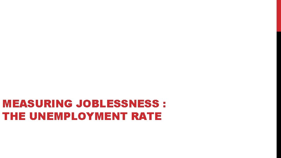 MEASURING JOBLESSNESS : THE UNEMPLOYMENT RATE 