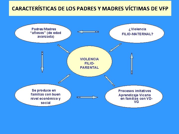 CARACTERÍSTICAS DE LOS PADRES Y MADRES VÍCTIMAS DE VFP Padres/Madres “añosos” (de edad avanzada)