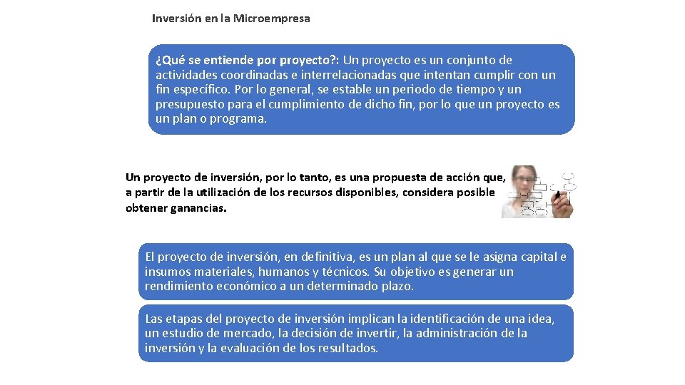 Inversión en la Microempresa ¿Qué se entiende por proyecto? : Un proyecto es un