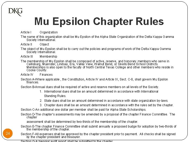 Mu Epsilon Chapter Rules 24 Article I Organization The name of this organization shall