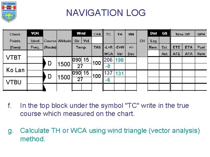 NAVIGATION LOG VTBT D Ko Lan VTBU f. D 090 15 206 198 100