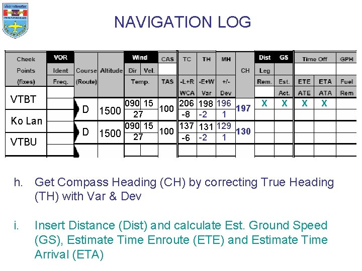 NAVIGATION LOG VTBT D Ko Lan VTBU D 090 15 206 198 196 197